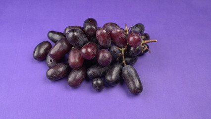Natural organic different types of fresh ripe juicy grapes and space for text on table. top view, Agriculture concepts.