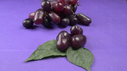 Natural organic different types of fresh ripe juicy grapes and space for text on table. top view, Agriculture concepts.