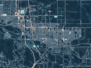 Painterly Style City Map of Palmdale California, USA in a Blue Color Scheme.