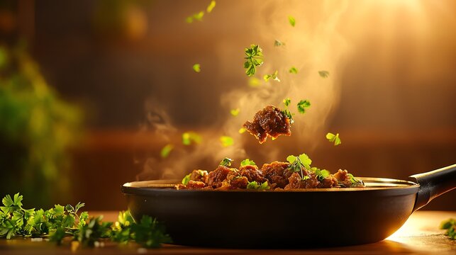 Tender coorg pandi curry, a spicy pork dish from Karnataka with a dark, robust gravy