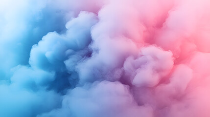 Naklejka premium Vibrant pink and blue smoke clouds on a soft pastel background.
