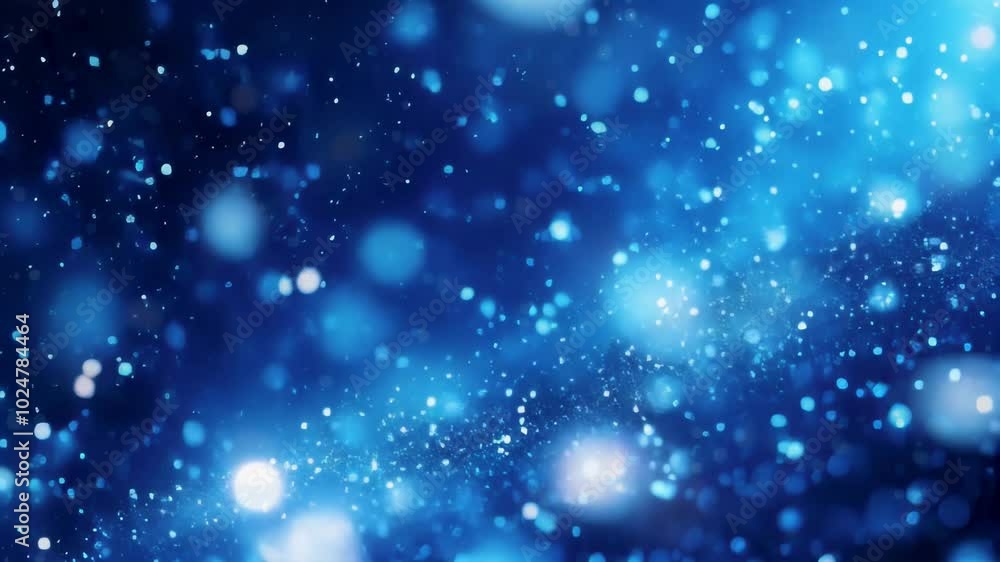 Poster abstract blue background with bokeh lights and a soft dreamy effect.