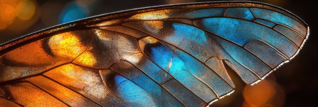 Butterfly Wing Magnification, detailed view of intricate patterns and textures, showcasing the beauty of nature's design under microscopic examination