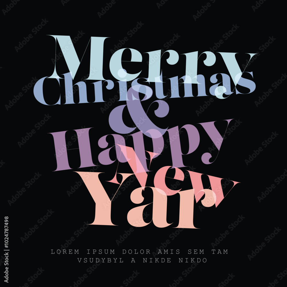 Poster minimalistic fresh modern happy new year dark card template layout with big color title. merry chris