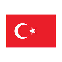 Turkish flag vector on white background.