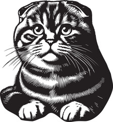 Scottish Fold Cat Cute Vector 