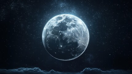 Majestic Full Moon in the Starry Night Sky