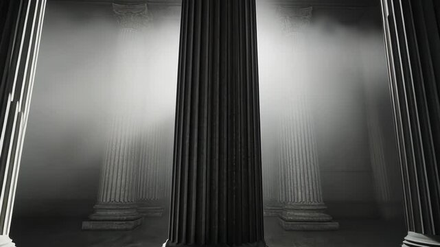 Majestic Classical Columns in Misty Ambiance