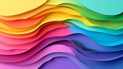 Vibrant paper cut rainbow with layered, bold colors, creating a cheerful and dynamic design, paper cut rainbow, colorful abstract design