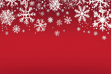 Red Christmas Banner with Snowflakes Merry Christmas and Happy New Year Greeting Seasonal Winter Background Vector Illustration