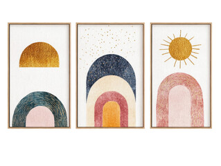 Abstract wall art collection with minimalist geometric and nature-inspired designs for home decor