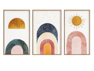 Abstract wall art collection with minimalist geometric and nature-inspired designs for home decor