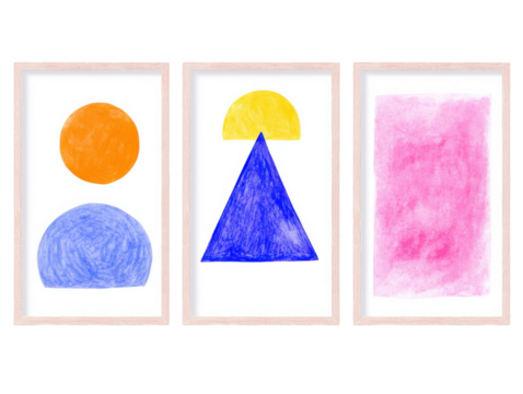 Abstract geometric art: minimalist wall paintings for modern home decor and interior design