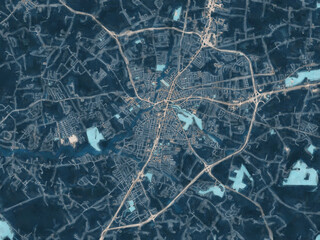Painterly Style City Map of Salisbury Maryland, USA in a Blue Color Scheme.