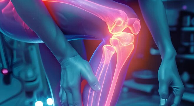 Woman's Knee X-ray Showing Bone Structure and Pain