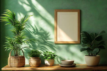 Blank frame home on plant shelf decor ideas