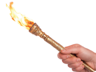 Burning torch held in hand for symbolic celebrations and events