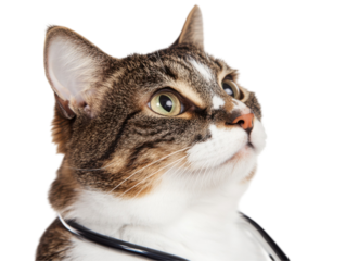 Cat with stethoscope: playful veterinary concept for pet care promotions
