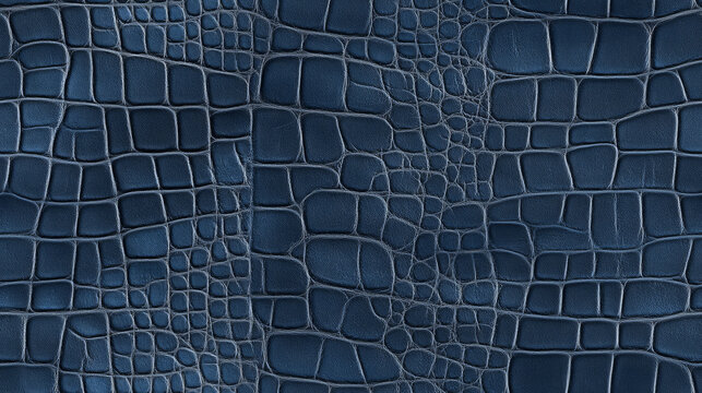 crocodile leather print seamless patchwork pattern in navy blue paint. fashion trendy background for fabric design wallpaper