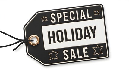 Obraz premium Special Holiday Sale - Stylish Gift Tag in Black & White