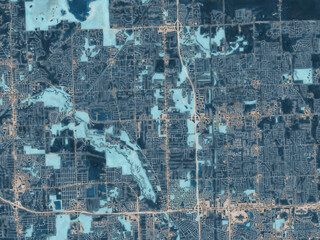 Painterly Style City Map of Shelby  Michigan, USA in a Blue Color Scheme.