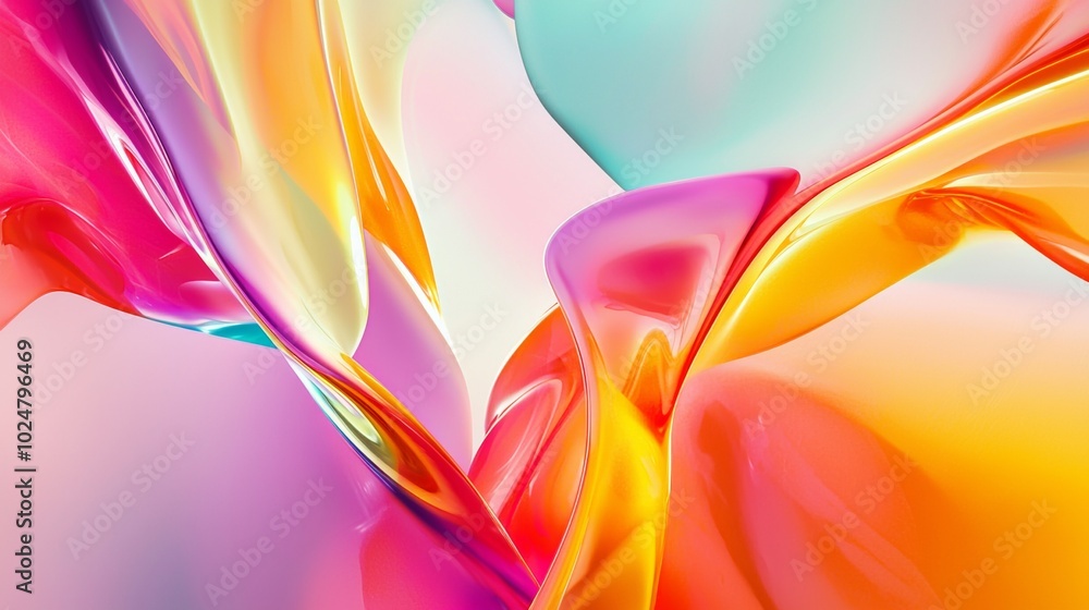 Aufkleber vibrant and dynamic abstract image featuring colorful liquid forms swirling and mixing together, cre
