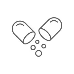 Open Capsule Pill Icon. Outline style. Editable stroke