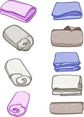 spa towel set cartoon. softness absorbent, comfort cotton, wellness pamper spa towel sign. isolated symbol vector illustration