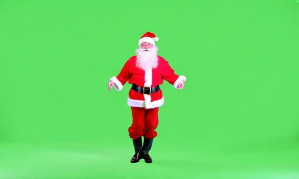 Santa Claus Jumping in Front of a Green Screen