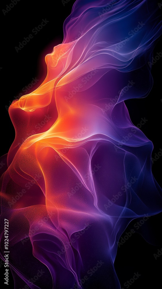 Poster Captivating colorful particles flow upwards in a mesmerizing abstract design, creating a modern, stylish backdrop with vibrant hues and dynamic patterns
