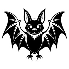 Scary Bat black silhouette for Happy Halloween Day Design vector illustration