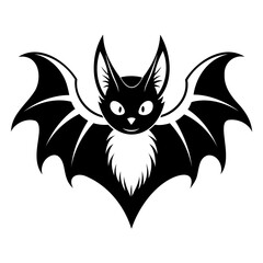 Scary Bat black silhouette for Happy Halloween Day Design vector illustration