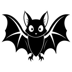Scary Bat black silhouette for Happy Halloween Day Design vector illustration