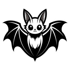 Scary Bat black silhouette for Happy Halloween Day Design vector illustration
