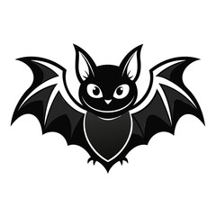 Scary Bat black silhouette for Happy Halloween Day Design vector illustration