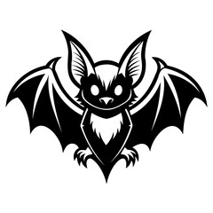 Scary Bat black silhouette for Happy Halloween Day Design vector illustration