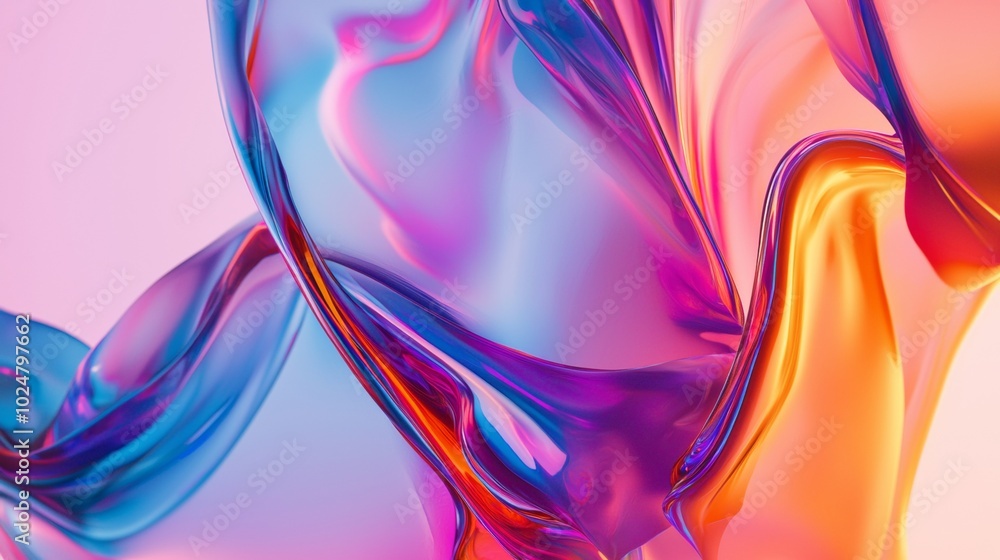 Poster abstract background with colorful wavy shapes flowing and merging, creating a mesmerizing and vibran