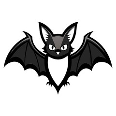 Scary Bat black silhouette for Happy Halloween Day Design vector illustration