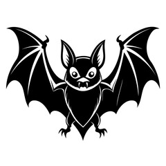 Scary Bat black silhouette for Happy Halloween Day Design vector illustration