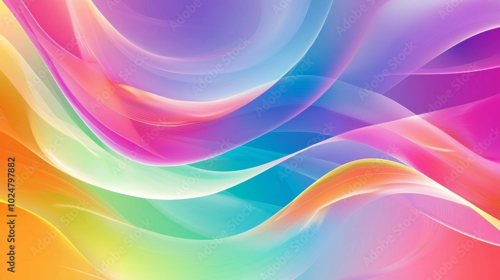 Poster colorful abstract background with wavy lines creating a sense of movement and energy, suitable for p