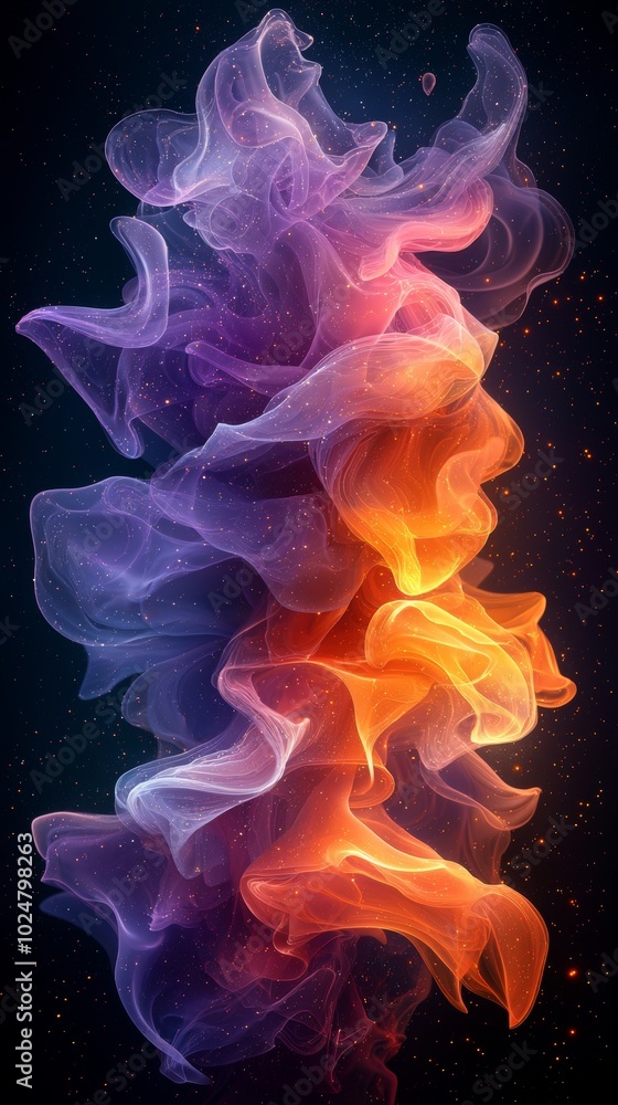 Poster captivating colorful smoke swirls and flows, creating mesmerizing shapes with vibrant hues and dynam