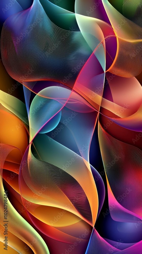 Poster captivating colorful lines blend, flow, and intersect in a vibrant abstract design full of energy an