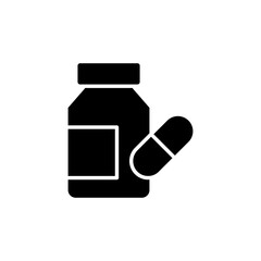 Pill bottle icon. Glyph style. isolated.