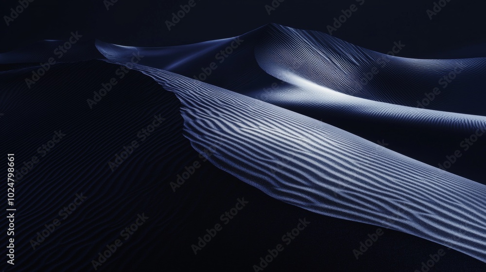 Poster mesmerizing sand dunes ripple under moonlit desert night, creating serene patterns perfect for adven