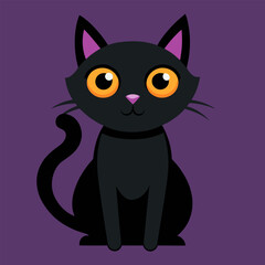 Cute Halloween Black Cat Illustration