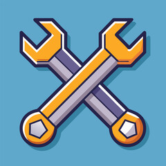 Cross Wrench Icon in Flat Style for Automotive and Repair
