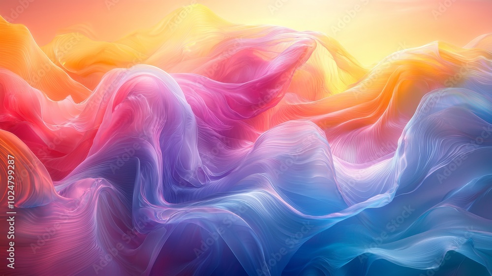 Poster abstract background featuring smooth colorful waves, creating a sense of movement and fluidity. idea