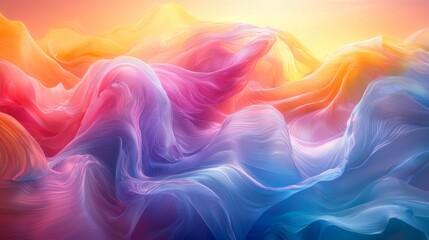 Obraz premium Abstract background featuring smooth colorful waves, creating a sense of movement and fluidity. Ideal for projects related to art, design, and technology