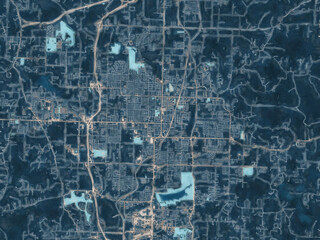 Fototapeta premium Painterly Style City Map of Springdale Arkansas, USA in a Blue Color Scheme.