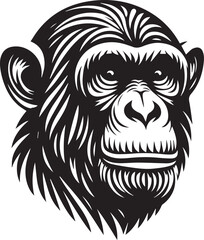 Chimpanzee head silhouette black illustration 